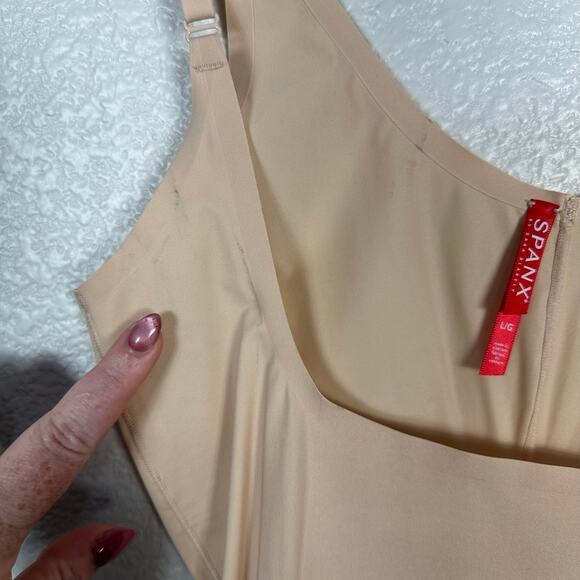SPANX NWT Thinstincts Open Bust Mid Thigh Shapewear Bodysuit in Soft Nude Large - Picture 5 of 13